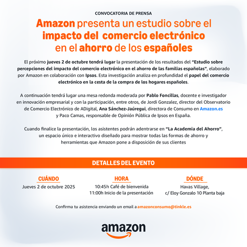 Amazon presenta un estudio sobre el impacto del comercio electrónico en el ahorro de los españoles