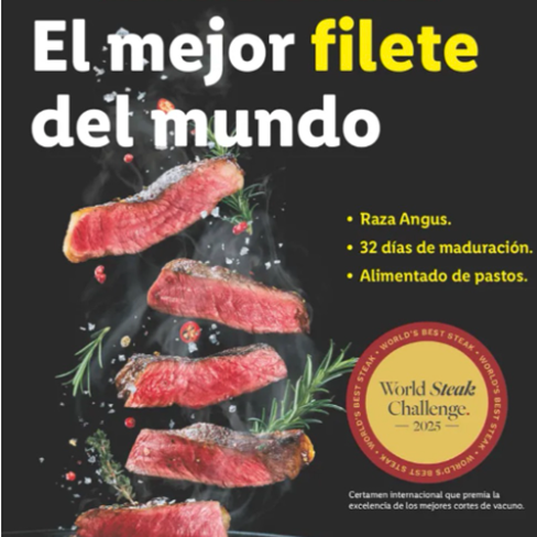 El Lomo Bajo Black Angus alimentado de pasto Deluxe ganador del World Steak Challenge en todos los Lidl de España esta semana