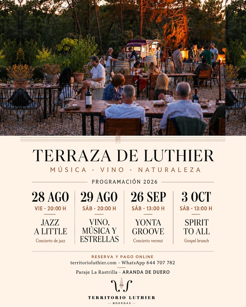 Territorio Luthier presenta su programación de 2026: música, vino y estrellas en la Terraza de Luthier